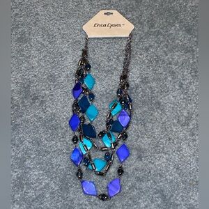 Erica Lyons layered beaded necklace with diamond-shaped beads NWT